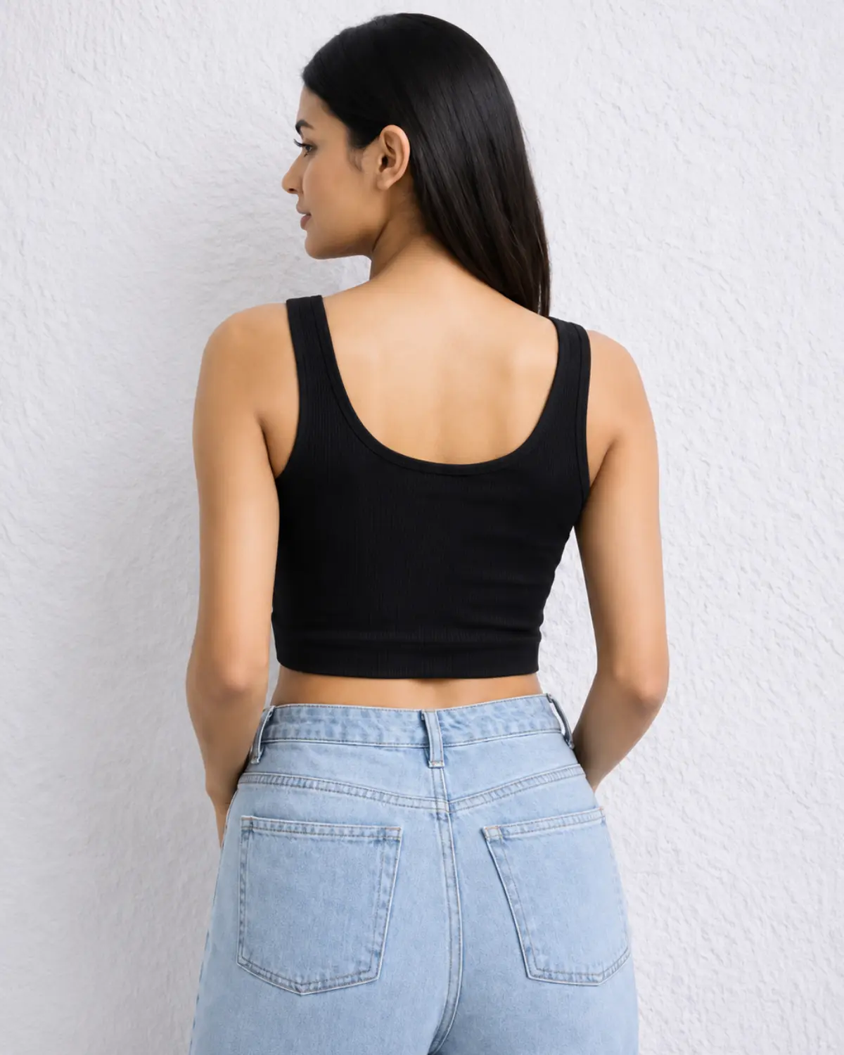 Women's Ribbed Slim Fit Square Neck Crop Top (Pack of 2) - Image 2