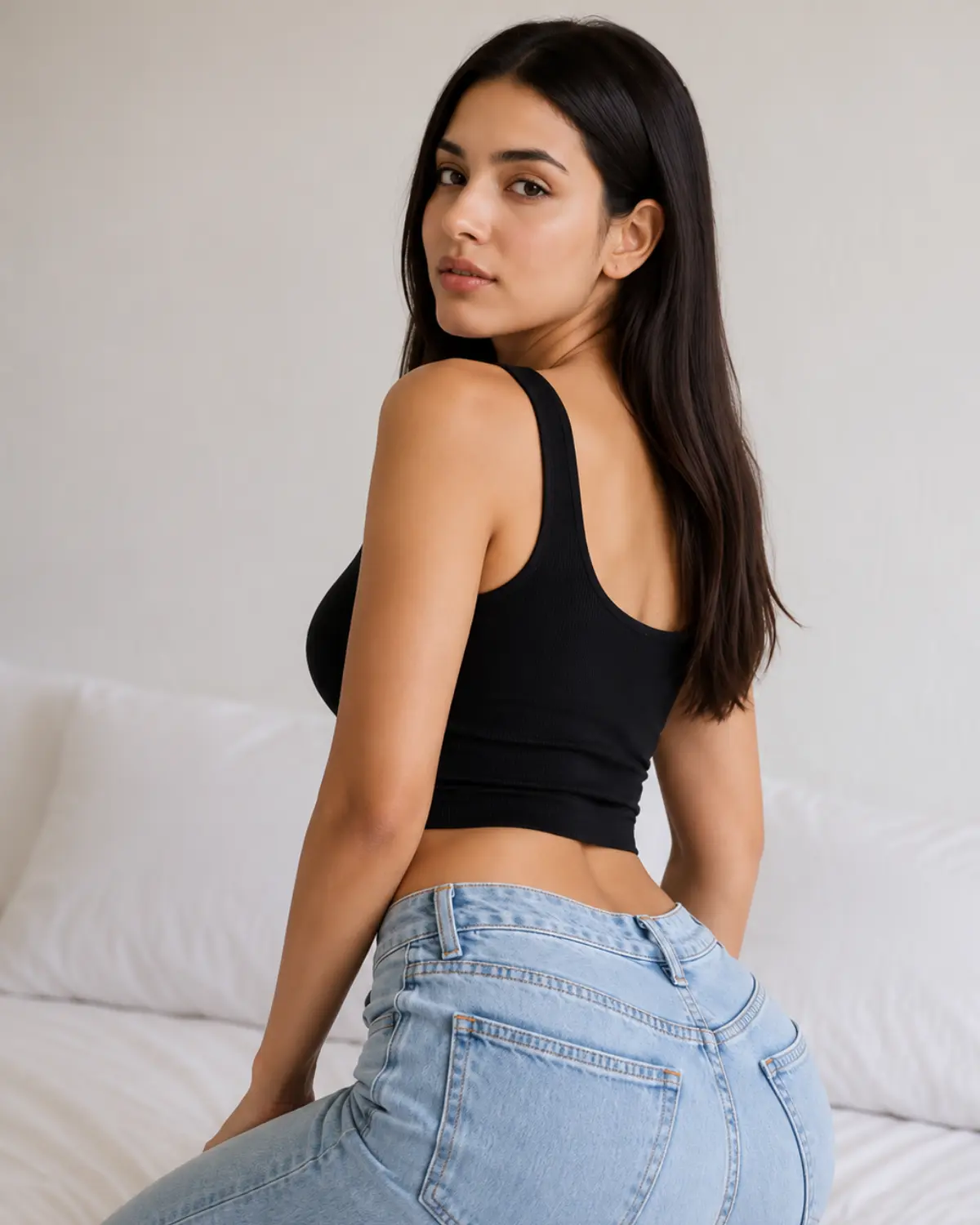 Women's Ribbed Slim Fit Square Neck Crop Top (Pack of 2) - Image 3
